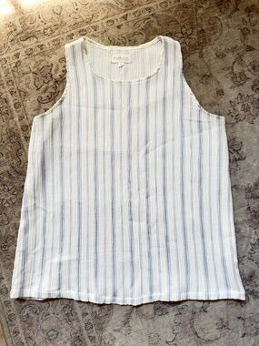 Lightweight Striped Sleeveless Top - Blue/White